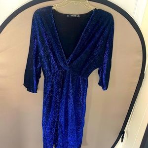Zara basic midnight blue x cross dress with shimmer